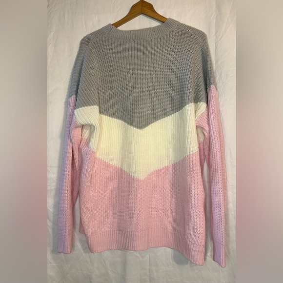 Andree by Unit Women’s Long Sleeve Sweater Pink/Gray/White Crew Neck Size 1X NWT - Picture 4 of 11